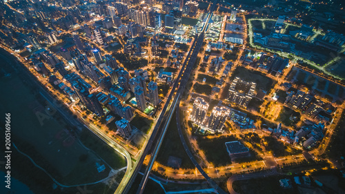 Aerial View of Zhubei City - City, Building, Real estate concept image. Birds eye view use the drone, shot in Zhubei City, Hsinchu, Taiwan.