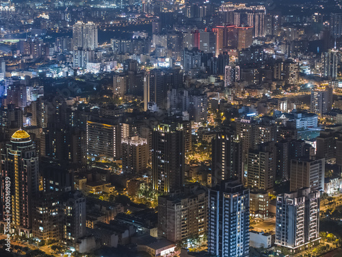 Aerial View of Zhubei City - City, Building, Real estate concept image. Birds eye view use the drone, shot in Zhubei City, Hsinchu, Taiwan.