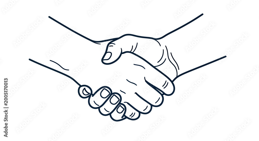 Fototapeta premium Two hands clasped in a firm handshake signaling agreement, cooperation, and mutual respect.