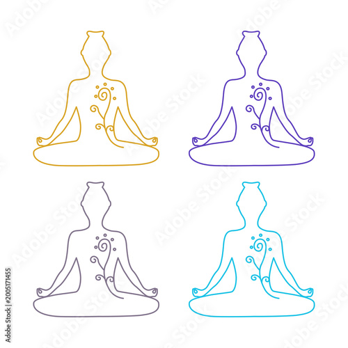 Wellness Yoga Pose Sign Symbol Logo Vector