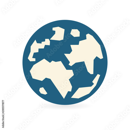 blue globe icon.Earth Icon Vector - Planet Globe, World Map and Global Symbol Outline Illustration
