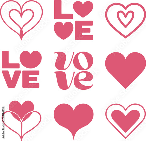 Vibrant colourful love vector design featuring playful shapes, hearts and smooth gradients, perfect for romantic branding, posters, social media cards and modern creative projects, fully editable