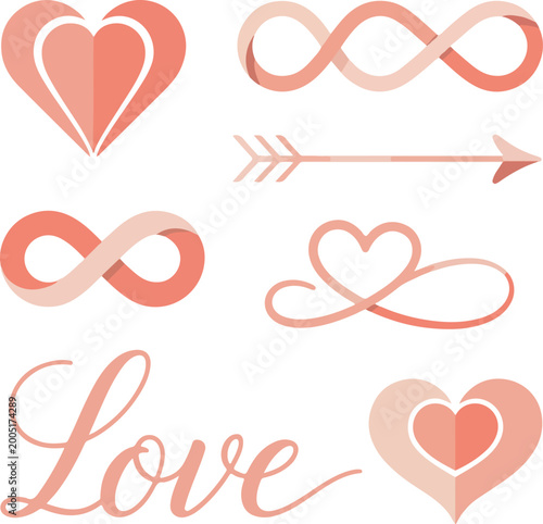Vibrant colourful love vector design featuring playful shapes, hearts and smooth gradients, perfect for romantic branding, posters, social media cards and modern creative projects, fully editable