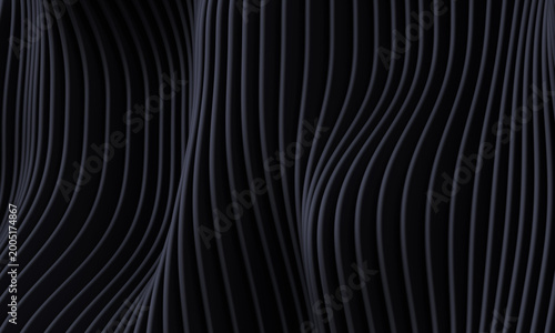 Abstract Black Wavy 3D Background
