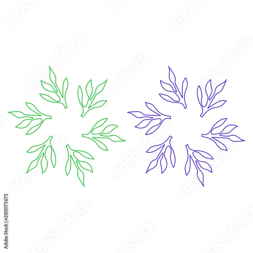 Botanical Green Leaves Sign Symbol Logo