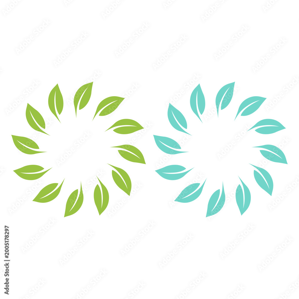 Obraz premium Organic Green Leaves Sign Symbol Logo Vector