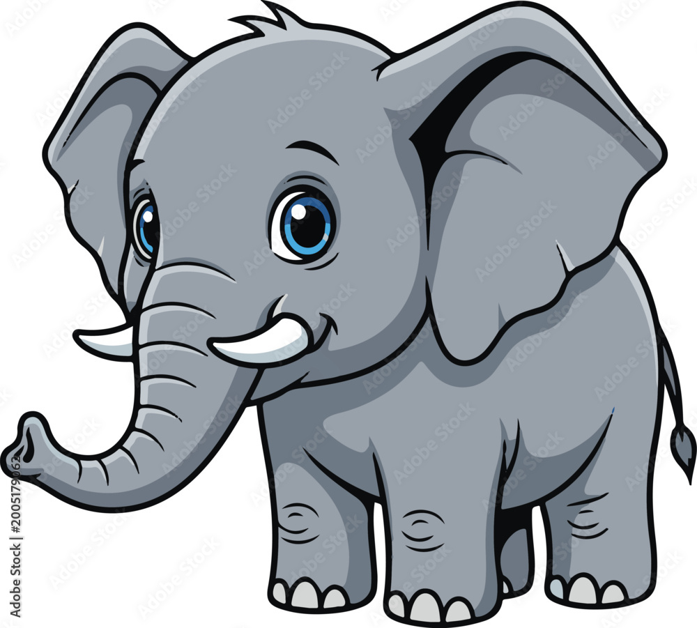 Obraz premium Cute Elephant Mascot Silhouette Vector Illustration