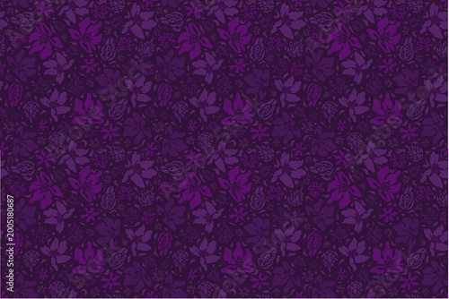 Vibrant purple floral pattern with dark background