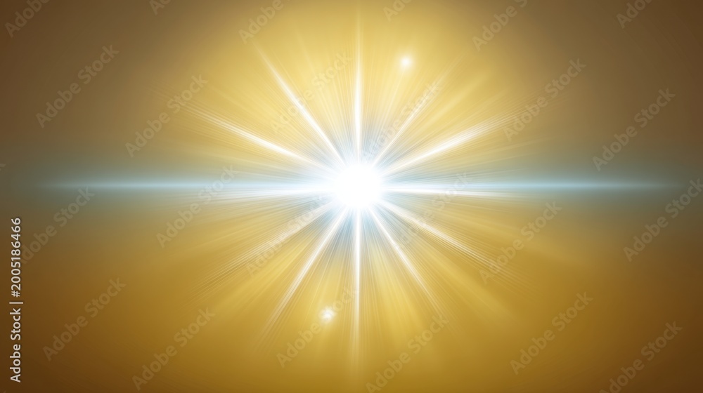 Obraz premium Bright Radiant Light Burst on a Gold Background with Soft Glow and Starburst Effect for Creative and Inspirational Designs