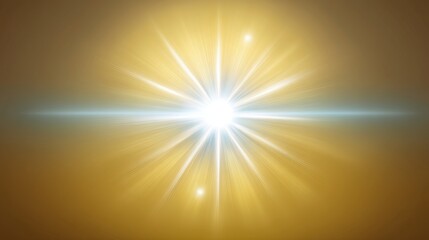 Bright Radiant Light Burst on a Gold Background with Soft Glow and Starburst Effect for Creative and Inspirational Designs