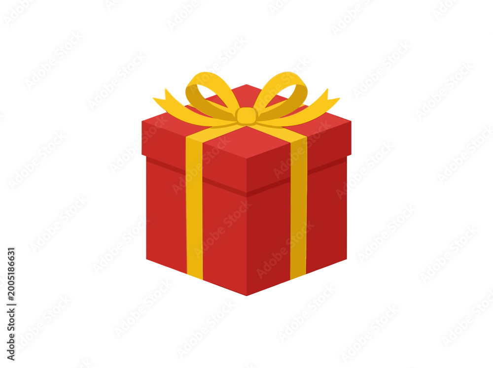Fototapeta premium Red Gift Box with Yellow Ribbon and Bow