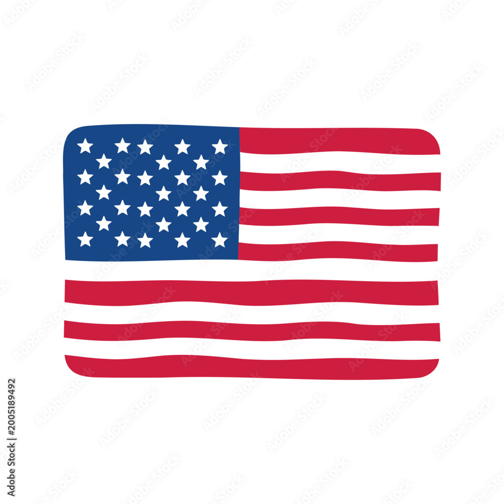 Fototapeta premium Cartoonish depiction of the flag of the united states of america, with irregular lines
