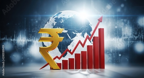 Global economic growth symbolized by rising indian rupee