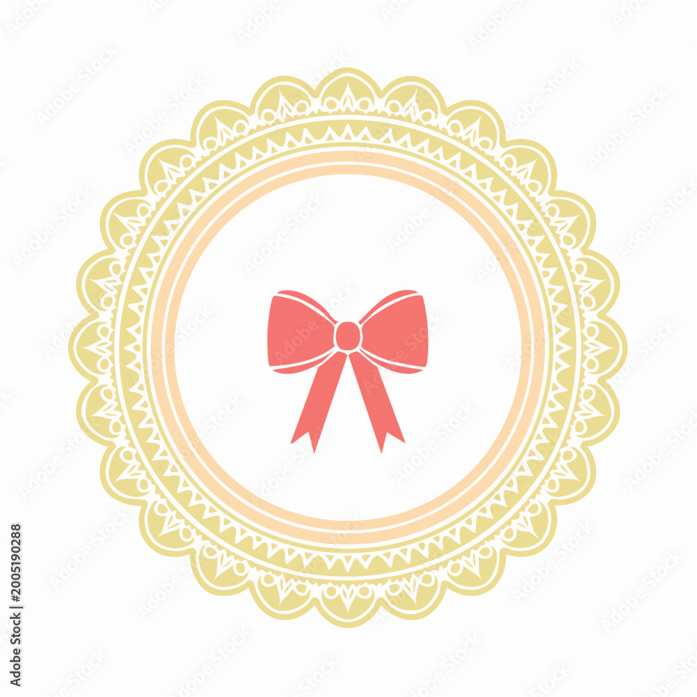 Naklejka premium Decorative Bow Emblem with Ornate Border