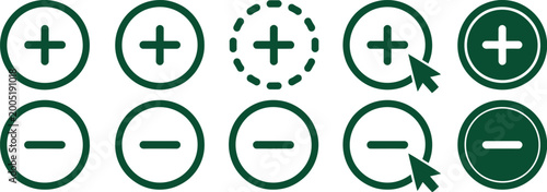 Cuadro en lienzo Math, plus minus multiply divide and equal sign icon set, minimalist black circl