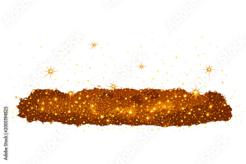 Orange and Gold Glittering Dots and Particles with Magic Sparks and Stars. Glowing Flare Light Effect with Luminous Points on White Background. Luxury Festive Decorative Vector Illustration.