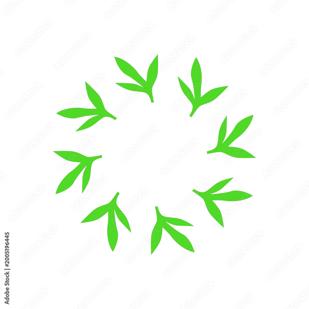 Fototapeta premium GREEN LEAVES IN CIRCLE SIGN SYMBOL LOGO VECTOR