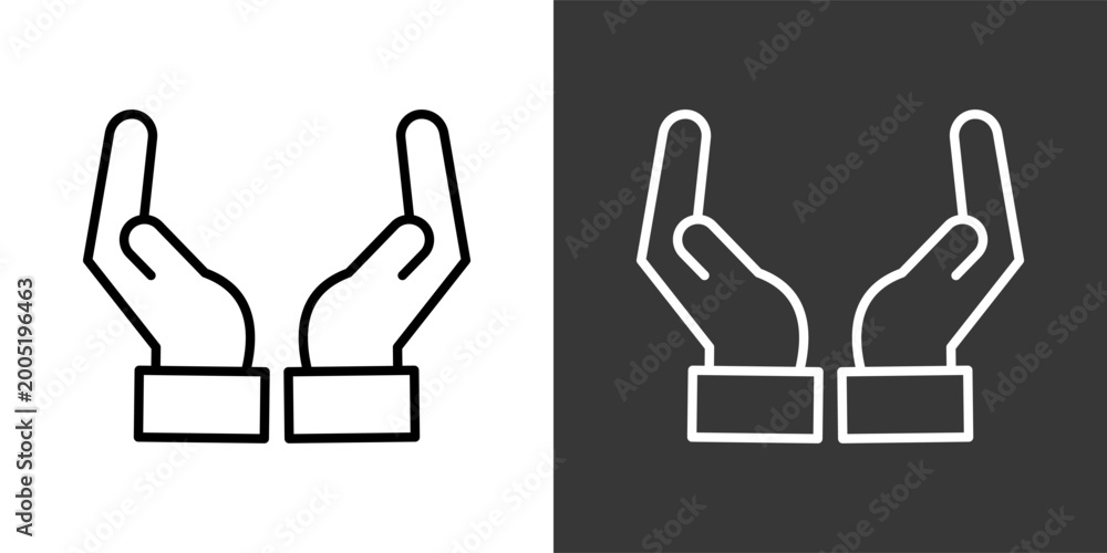 Obraz premium Hands White And Black Icon Set Collection Pack Vector Illustration