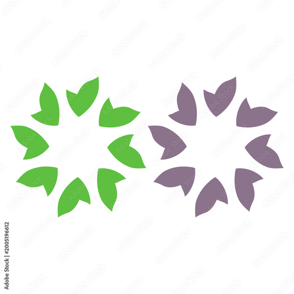 Obraz premium GREEN LEAVES IN CIRCLE SIGN SYMBOL LOGO VECTOR