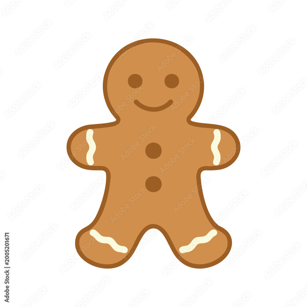 Obraz premium Classic gingerbread man cookie with icing decoration, a symbol of christmas baking