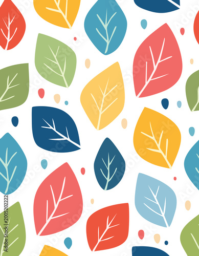 Vibrant Autumn Leaves Pattern Seamless Texture - Colorful and Playful Fall Foliage