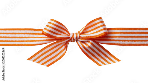 Orange white striped ribbon bow decoration detail