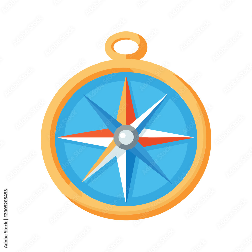 Obraz premium Stylized compass displays direction using a needle that aligns itself with earth's magnetic field