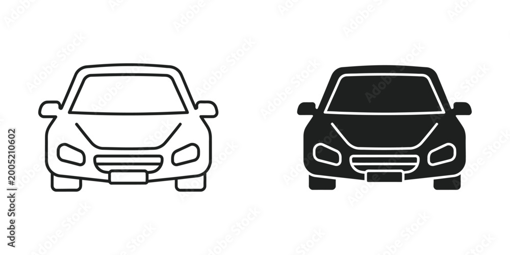 Obraz premium Comparison of a white and black sedan car illustration in monochrome style