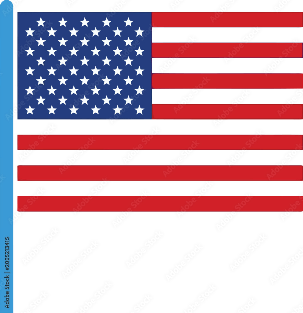 Obraz premium Simple American flag on pole vector illustration for patriotic themes 