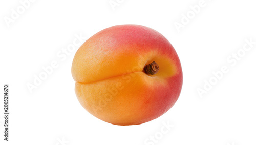 Photos Ripe orange-red apricot with stem and subtle blush