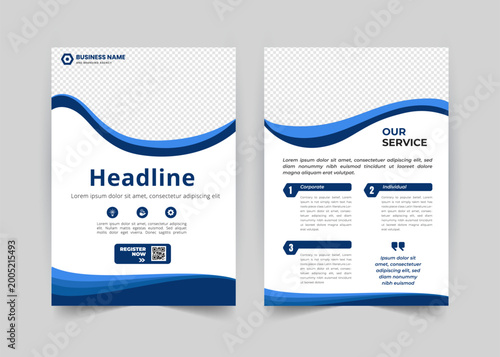 Modern Blue Curves Business Leaflet