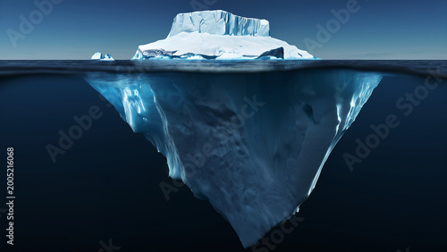 Large Iceberg Floating Above Dark Ocean Depths