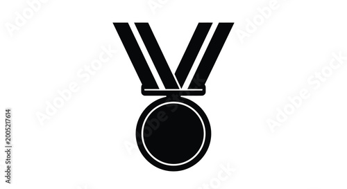 Obraz na płótnie Black silhouette of a medal with ribbon isolated on a white background high qual
