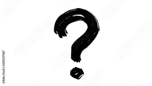 Foto Rough Black Brushstroke Question Mark Symbol