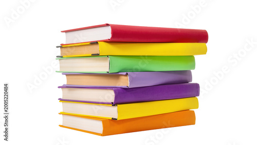 Obraz na płótnie Stacked Colorful Hardcover Books with Gold Page Edges