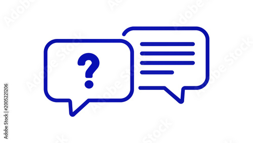 Blue Question Mark and Chat Bubble Icon Pair Graphic