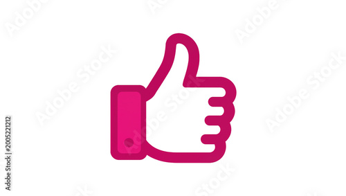 Magenta Thumbs Up Hand Gesture Inside Mobile Phone Shape