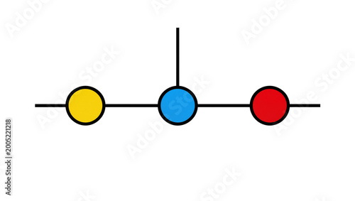 Linear Electrical Switch with Yellow Blue, and Red Circular Buttons