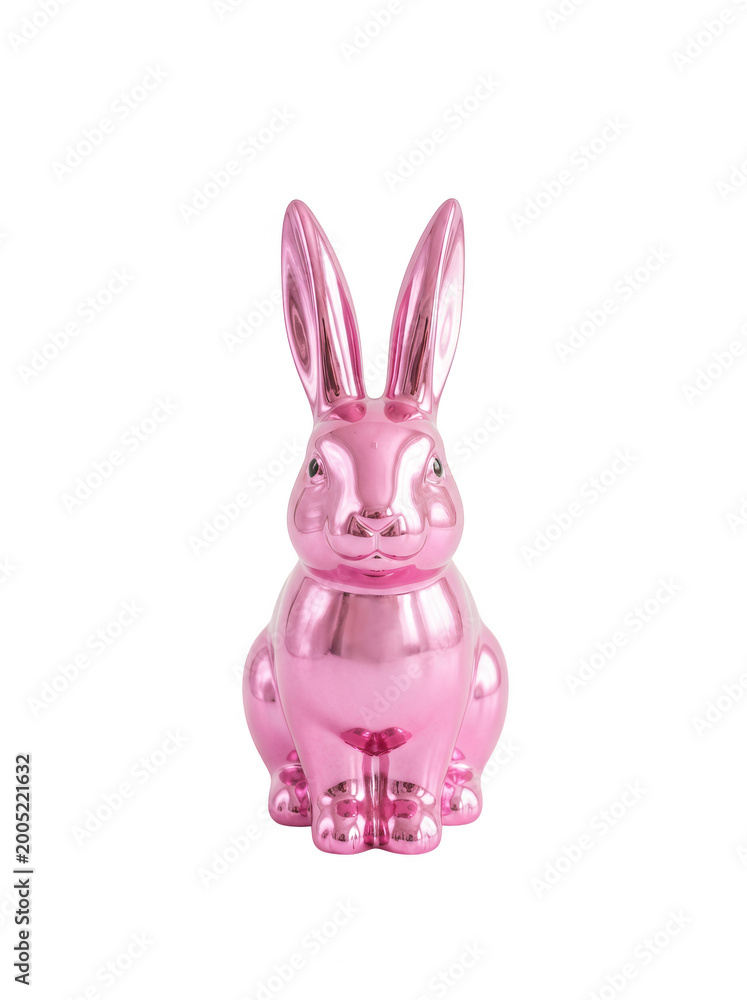 Obraz premium Pink metallic Easter bunny with transparent background
