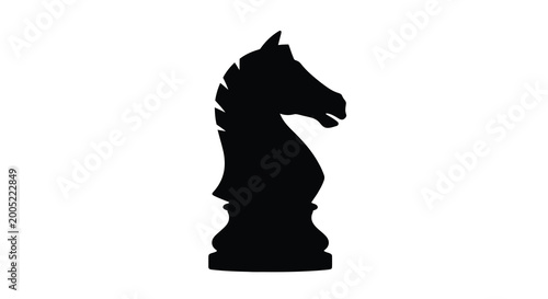 Cuadro en lienzo Black chess knight silhouette on a white background isolated game piece design h