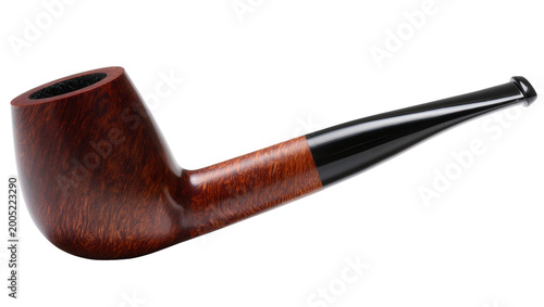Schilderij op canvas Dark brown wooden smoking pipe with black mouthpiece and bowl