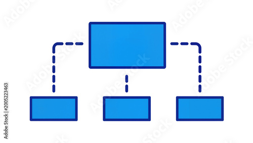 Quadro su tela Blue Rectangular Hierarchy Diagram with Three Subordinate Boxes