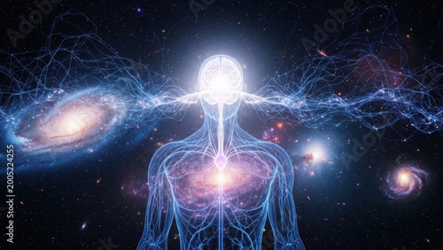 Human form connected to cosmic energy