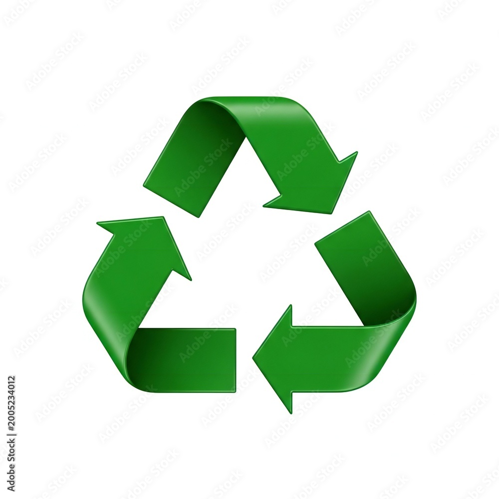 Fototapeta premium Green recycling arrows symbol for eco friendly concept isolated on white background