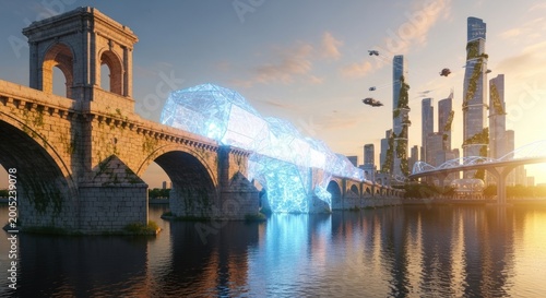 A conceptual visualization of a future city, likely inspired by various year 2050 or futuristic architectural projects