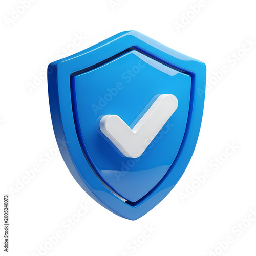 Blue shield icon with a white checkmark symbol