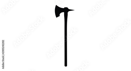 Quadro su tela Black silhouette of a hand axe on a white background isolated weapon illustratio