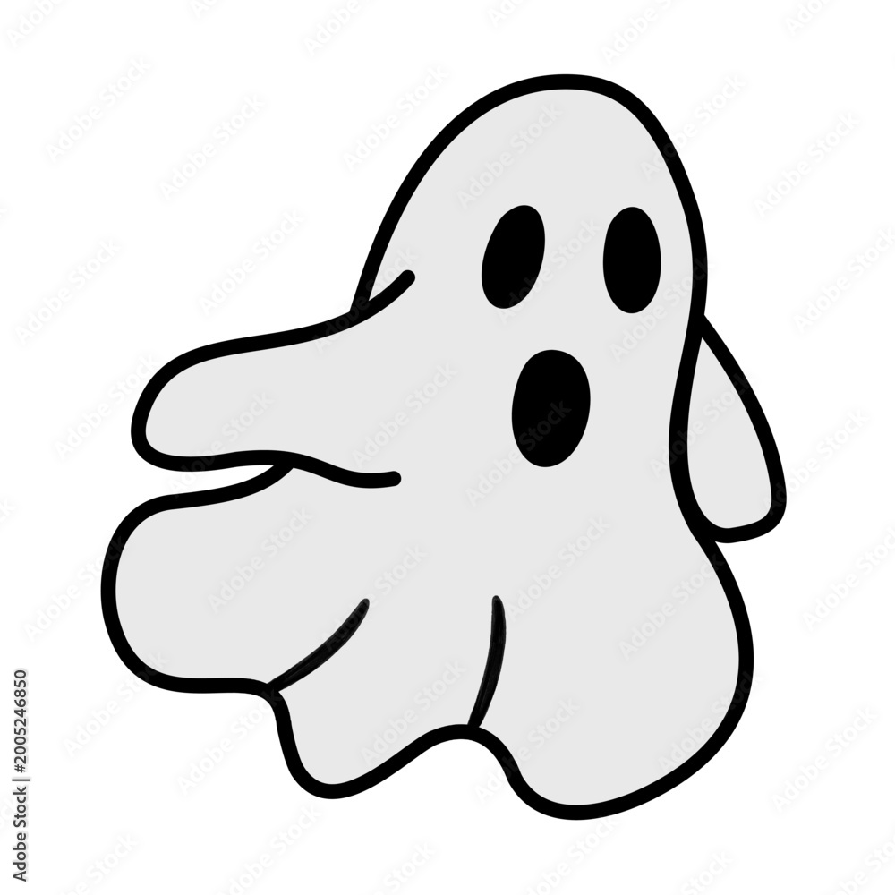 Obraz premium Running Ghost Illustration | Cute Hand Drawn Spooky Character | Playful Halloween Spirit Design for Stickers and Creative Projects