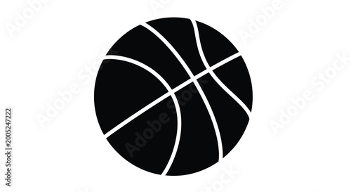 Basketball silhouette against a white background a simple black and white sports ball graphic high quality professional detailed modern elegant stylish