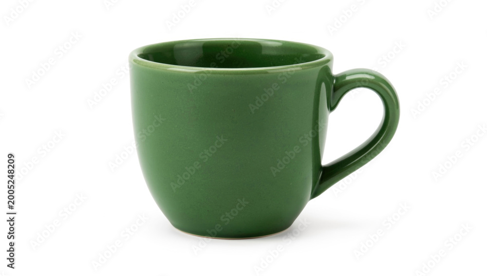 Naklejka premium A single green coffee cup on a white background